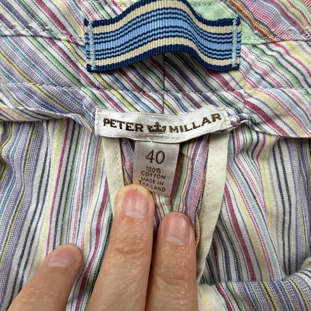 Peter Millar Mens Colorful Striped Cotton Shorts Size 40 Pockets Multicolor - Picture 4 of 8